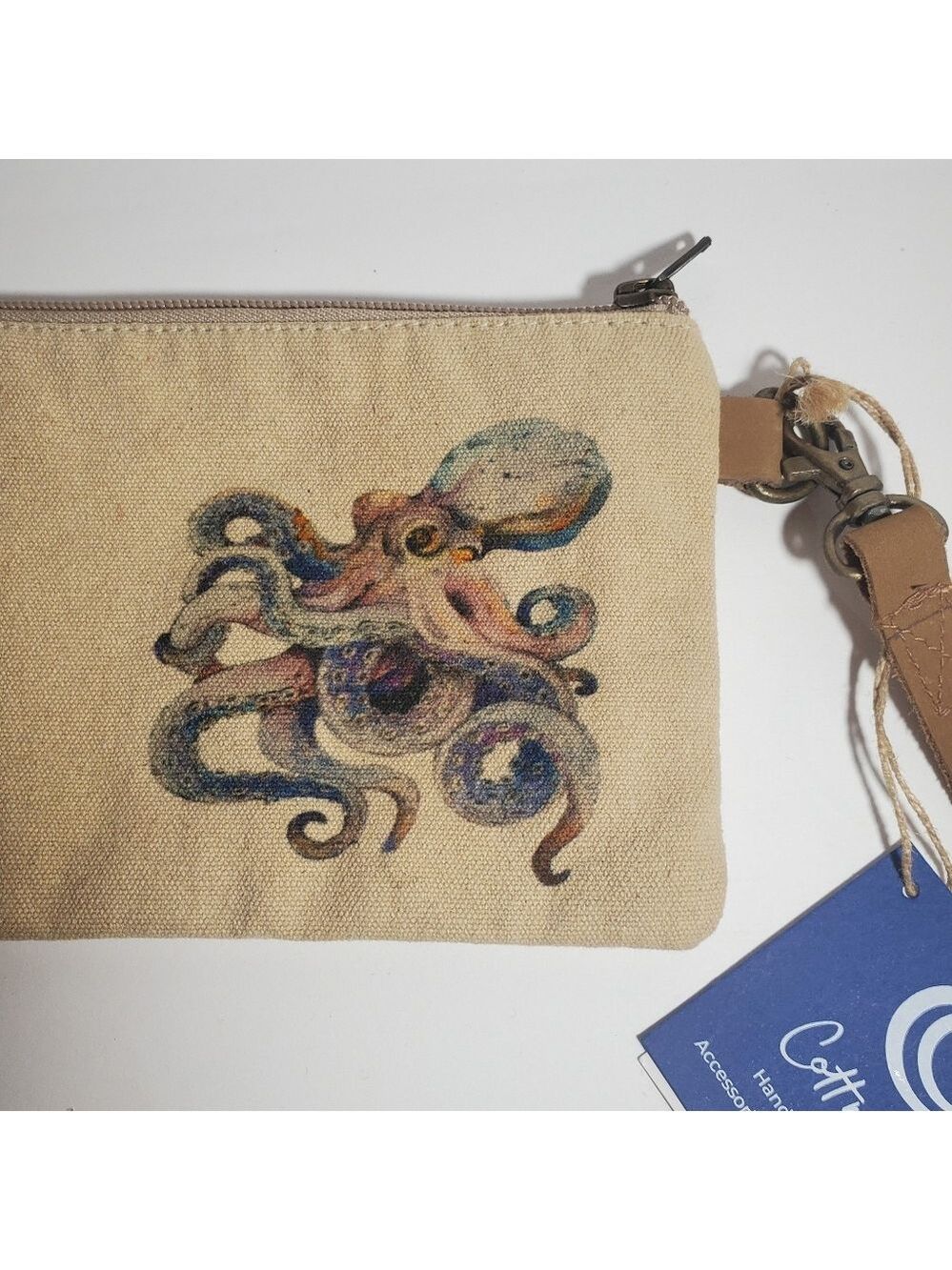 COTT N CURLS Octopus - Wristlet Wallet, Makeup Bag, Phone Purse with Leather NWT - Picture 5 of 9